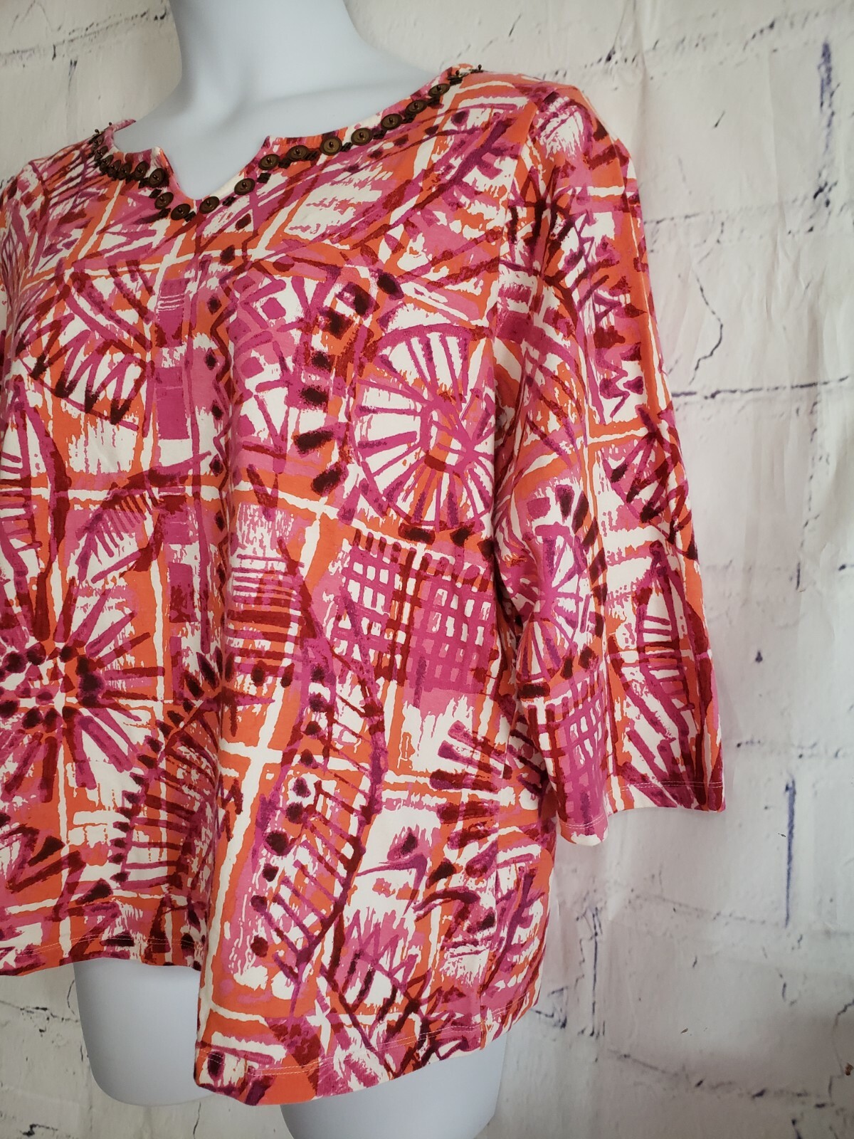 Ruby Rd. Blouse Top Multicolor Geometric Plus 1X … - image 4