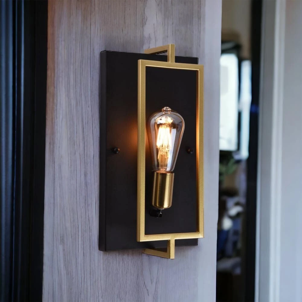 Applique Da Parete Girevole 360° In Metallo – Lampada Industriale Per Interni Con Portalampada E27 (Nero)