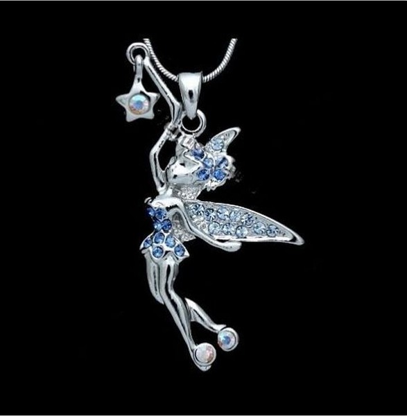COLGANTE Y CADENA EN ORO  CON EL HADA MÁS QUERIDA CRISTAL AZUL