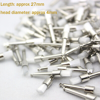Dental White Nylon Polishing Flat Latch Polisher Prophy Brush Disposable 100 Pcs