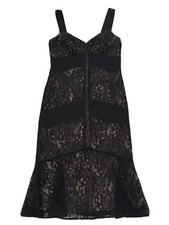 Lace Black and Nude Dress Fit and Flair Size 4 Fully Lined Ann Taylor Loft