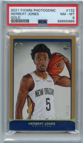 2021-22 Panini Photogenic #132 Herbert Keyshawn Jones Gold /10 PSA 8 NM-MT DPOY