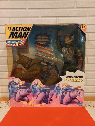 ACTION MAN MISSION GRIZZLY VINTAGE HASBRO ANNI '90 ACTION FIGURE CON ORSO