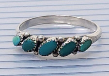 Vintage Sterling Silver Navajo Turquoise band Ring size 6