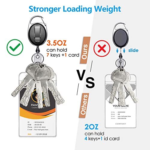 2 Retractable Badge Reel ID Card Holder Heavy Duty Metal With Belt Clip Key Ring - Picture 7 of 7