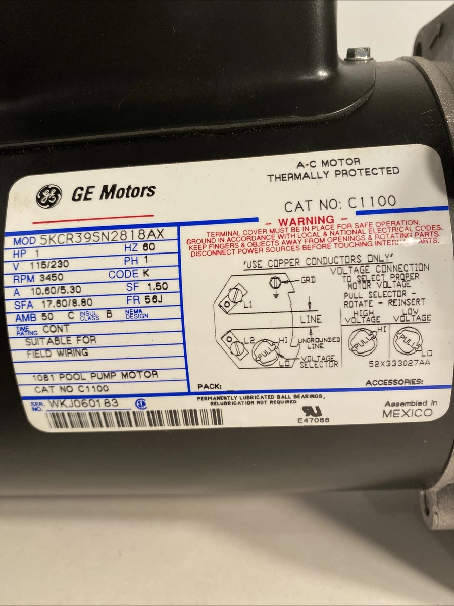 Ge 1081 2024 pool pump motor