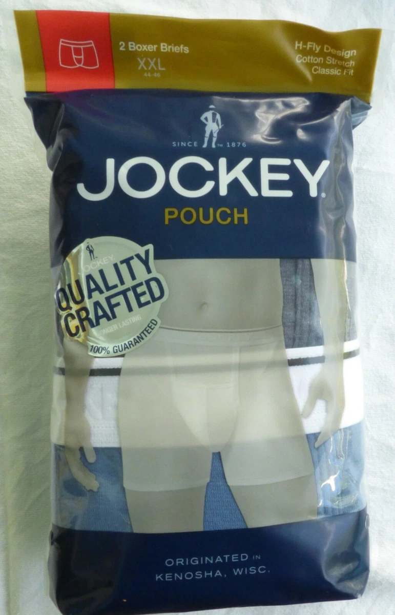 Jockey POUCH Mens Boxer Briefs Size XXL 44-46 Underwear 2 Pack Blue & Gray  H Fly