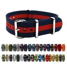 HNS Premium Ballistic Nylon Mod Stripe SS Watch Replacement Strap Band