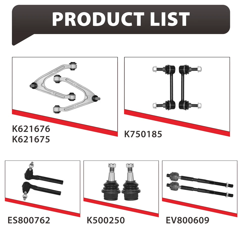 Brazo de control superior delantero de 10 piezas con kit de barras estabilizadoras de rótula para Hummer H3 2006-2010 Foto 4 de 4