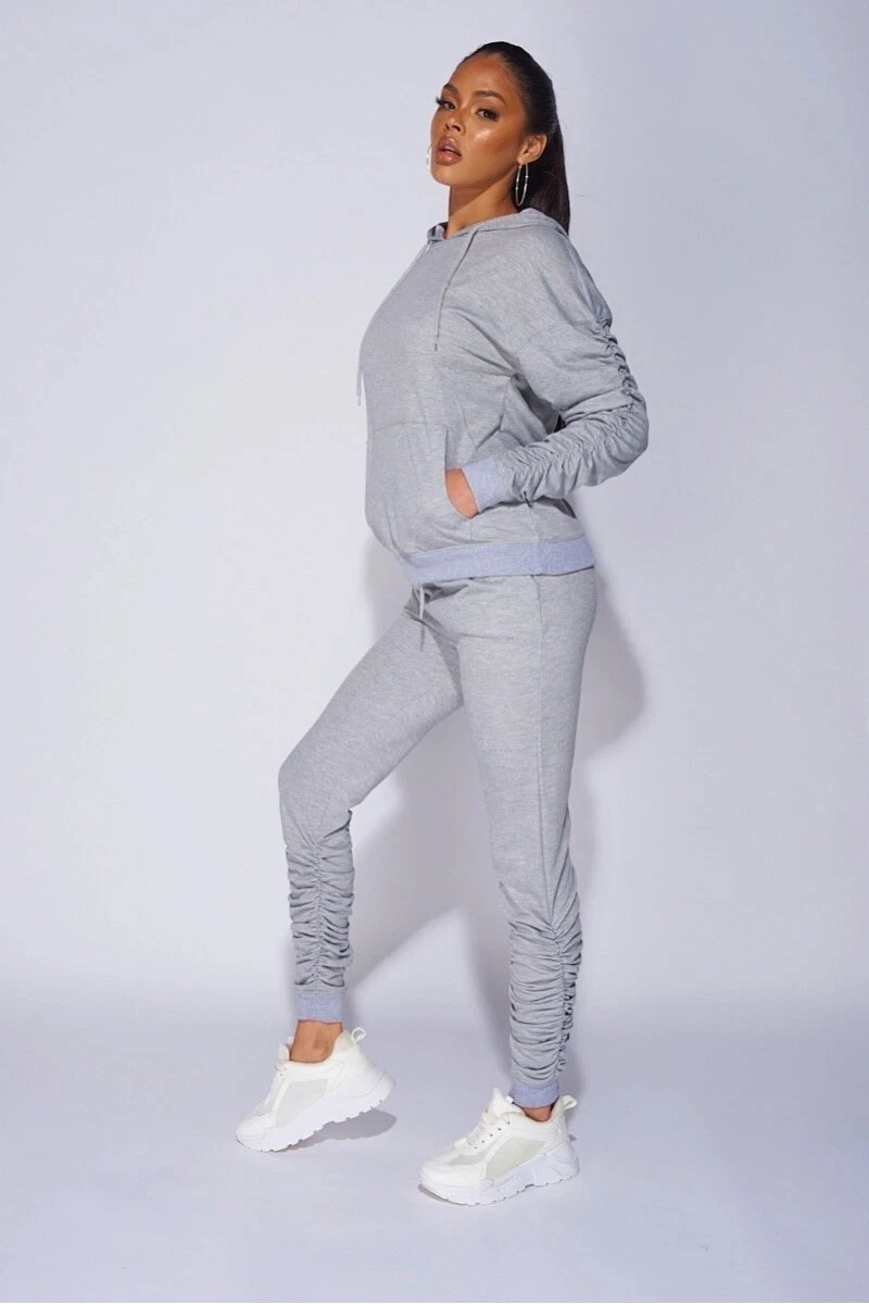 Grey store ruched sweatpants