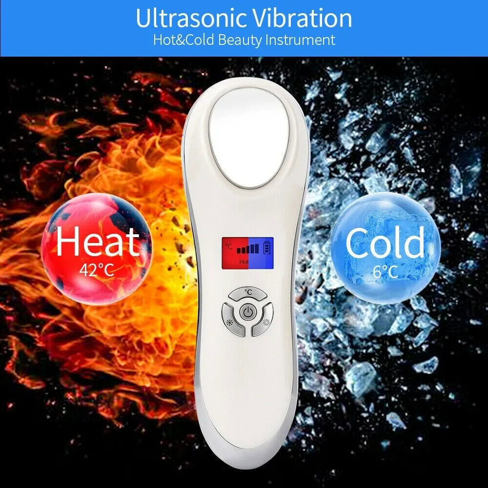 Hot Cold Hammer Facial Vibration Massager Face Tighten Skin Lifting Machine 