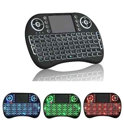 New Mini Tri-Color Backlit Wireless Remote Control Keyboard With Touchpad 2.4ghz