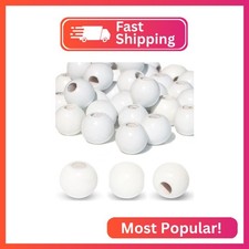 100pcs White Wood Beads 16mm Large Hole 6mm for Craft DIY Macrame Art Decoration