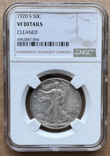1920 S 50C NGC VF DETAILS 1920-S WALKING LIBERTY HALF DOLLAR SILVER 50c