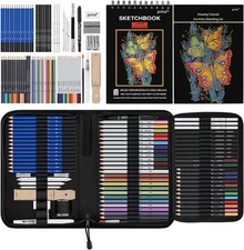 Prina 76 Pack Drawing Set Sketching Kit, Pro Art Supplies with Multicolor 