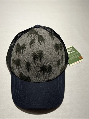 TOAD & CO Trucker Hat Cap Snapback Wool Nylon Navy Gray Evergreen Trees New Tags