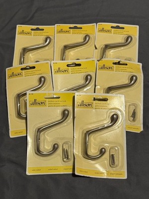 Allison Medium Coat & Hat Hook Satin Nickel AL-120 Wall Mounted Metal 8 count