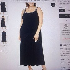 NWT Alex Evenings Navy w/ Silver Sequins Beads Formal Mother of Bride Dress 24