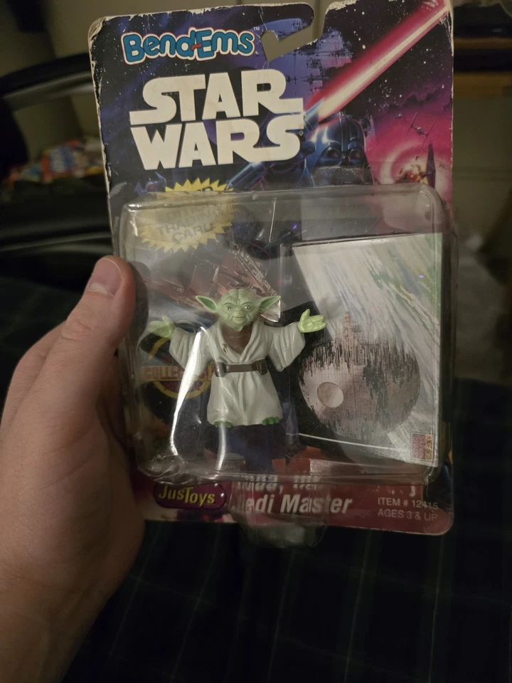 Star Wars BendEms Yoda Jedi Master 1993 JusToys Figure w/ Bonus Card Vintage - Image 2 of 4