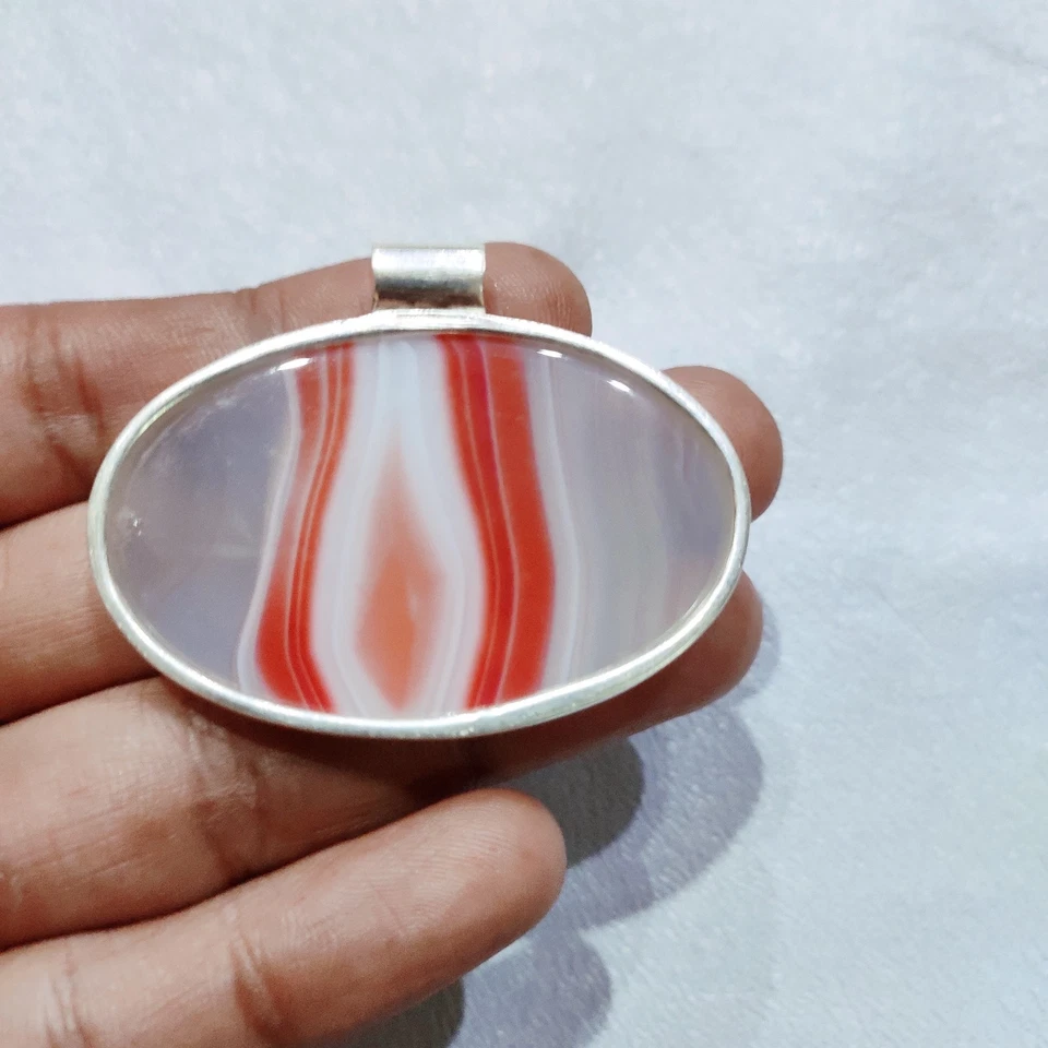 Bellissimo ciondolo in argento agata ciondolo in agata fatto a mano gioiello ... - Immagine 2 di 4