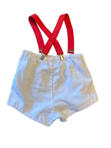 Vintage Sail Away Toddler Shorts With Red Suspenders Size 24M - Picture 4 of 4