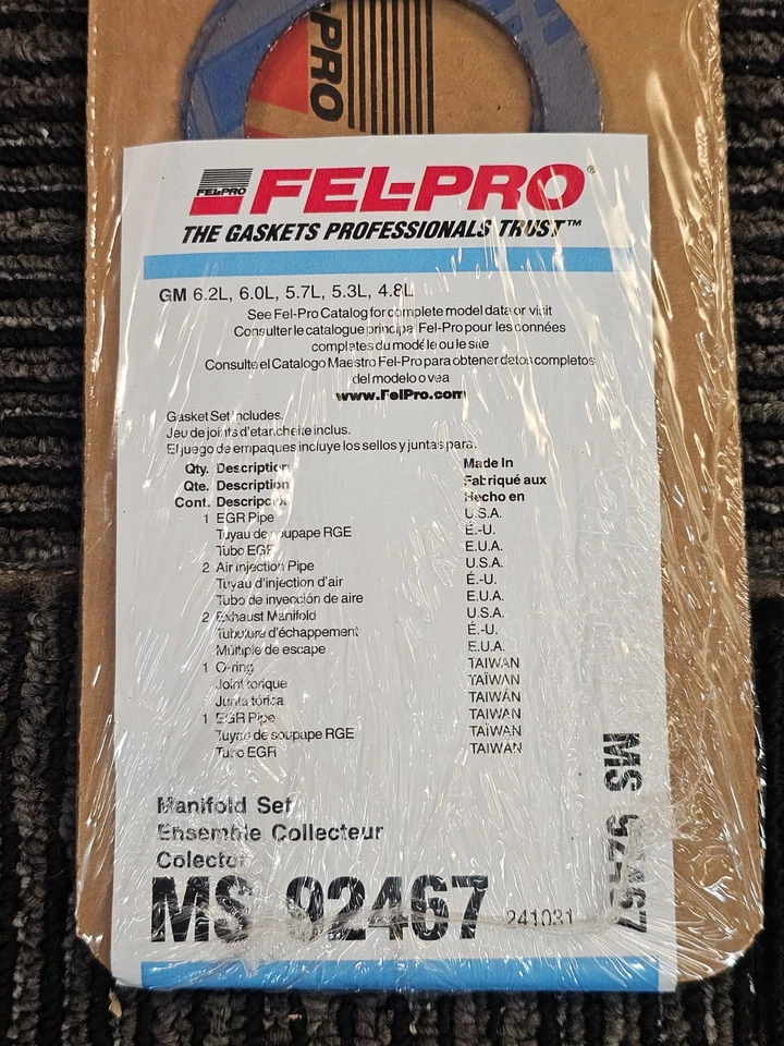 Junta de colector de escape Fel-Pro MS92467 para Isuzu Ascender, Chevy Silverado 1500 Foto 2 de 4