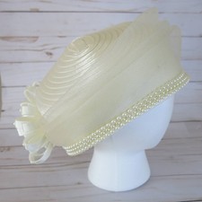 CHARM'S NWT Hat CHURCH/KENTUCKY DERBY/WEDDING Beaded Bow Ivory/Off White