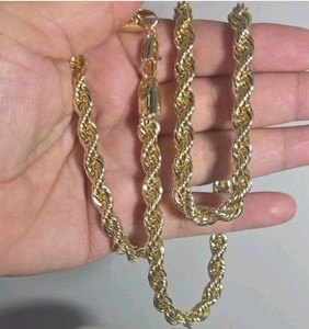 Authentic 14k Gold Plated  24" Men's Twisted Rope Chain Necklace w/ Lobster Clasp,