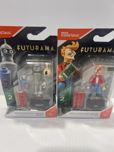 Mega Construx Heroes Serie 2 Futurama BENDER & FRY Mini Figur Build Toys 2017