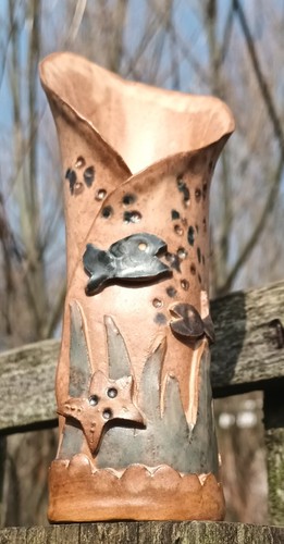 Vintage Acanthus Crafts Studio Pottery Small Fish Vase