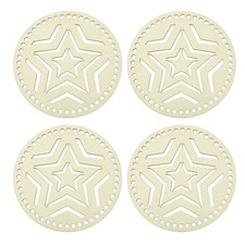4Pcs Crochet Basket Base, 5.5" Round Wooden Basket Bottoms, Wood Color Stars 