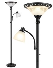 Torchiere Floor Lamps for Living Room, 71" Tall Standing Lamp with Thick Glas...