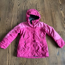 Lands End Girls Squall Puffer Ski Jacket Winter Snow Size 6X-7 Pink Waterproof