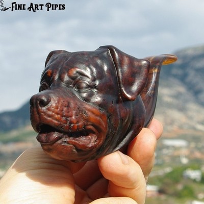 Rottweiler Dog Briar Wood Tabakpfeife | M-1033 | von Oguz Simsek