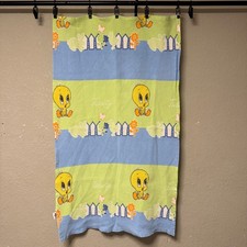 Vtg 90s Y2K Baby Looney Tunes Tweety Bird waffle knit crib blanket - 50 x 30