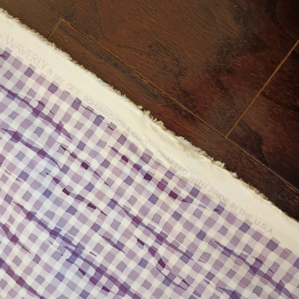 11 yards Waverly Polished Cotton Purple White Gingham “Surprise” Chintz Fabric - Image 3 of 4