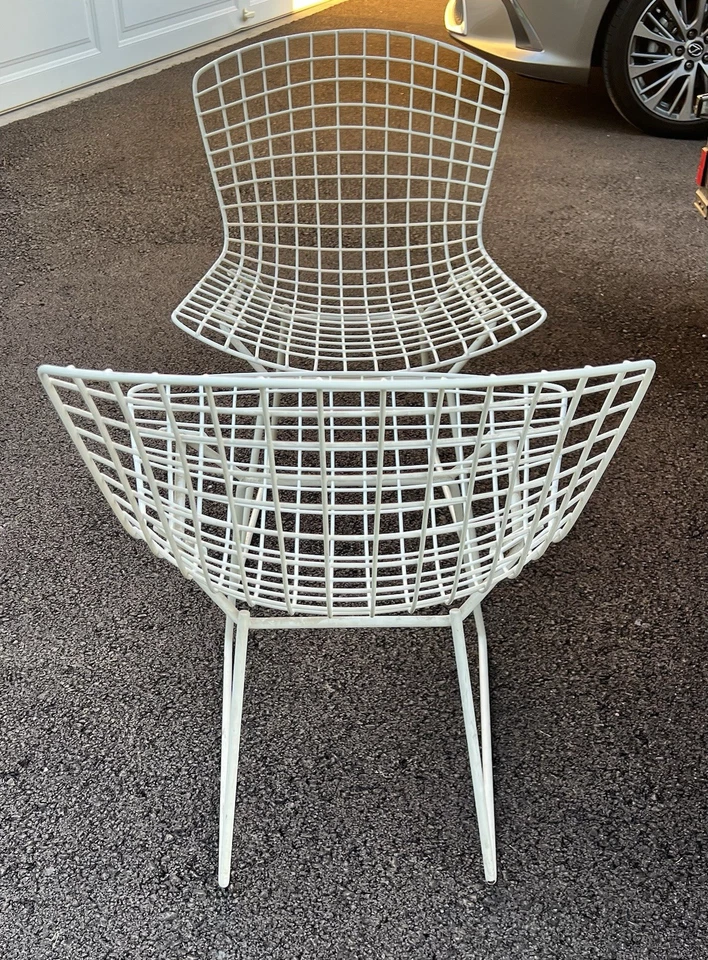 MCM подлинный Harry Bertoia KNOLL прорезиненный белый провод боковые стулья - Изображение 4 из 4