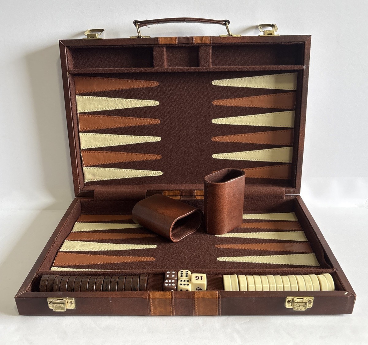 Vintage Backgammon Set in Faux Leather Carrying Case Tabletop | eBay