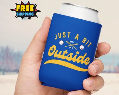 JUST A BIT OUTSIDE Uecker Can Cooler Brewers Koozie RIP Bob Baseball  Beer