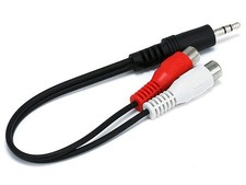 Monoprice 6inch 3.5mm Stereo Plug/2 RCA Jack Cable - Black
