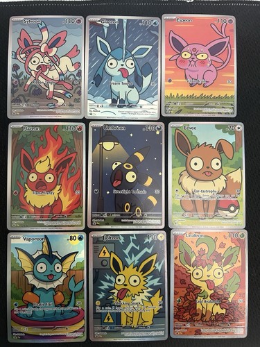 ✨Pokemon Eeveelutions Complete Set Eevee Umbreon Espeon Flareon FAN Art