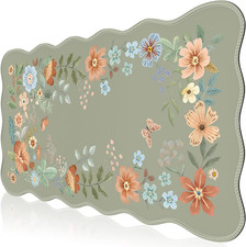 Scalloped Desk Mat for Keyboard and Mouse, Scalloped Large Mouse Pad, Floral Des