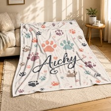 Custom Paw Print 7 Coral Fleece Blanket