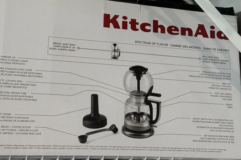 KitchenAid KCM0812MS Sifón de vacío de acero inoxidable Cafetera - ¡Funciona muy bien!! Foto 3 de 3