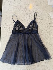 Victoria s Secret Babydoll Lingerie Navy Lace Size Medium
