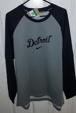 Nike Detroit Tigers Mens Navy Blue/Gray Dri-Fit Long Sleeve Sweatshirt XL