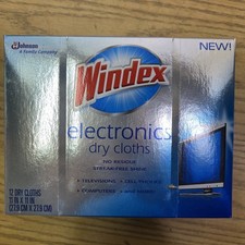 NEW Windex Electronics Dry Cloths Wipes 12 Pack Box 11 X 11 In Each Discontinued