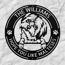 Personalized Maltese Dog Metal Sign Custom Dog Decor for Home or Pet Owners Gift
