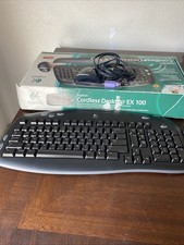 Computer Accessory Set Logitech Cordless Desktop EX110 Keyboard Mouse Receiver u