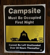 Rare Vintage U.S. Forest Service 14x12 Tent  Camp Site Plastic Sign